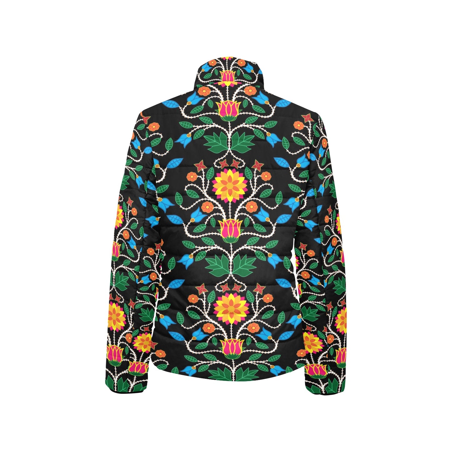 Floral Beadwork Four Clans Women's Stand Collar Padded Jacket