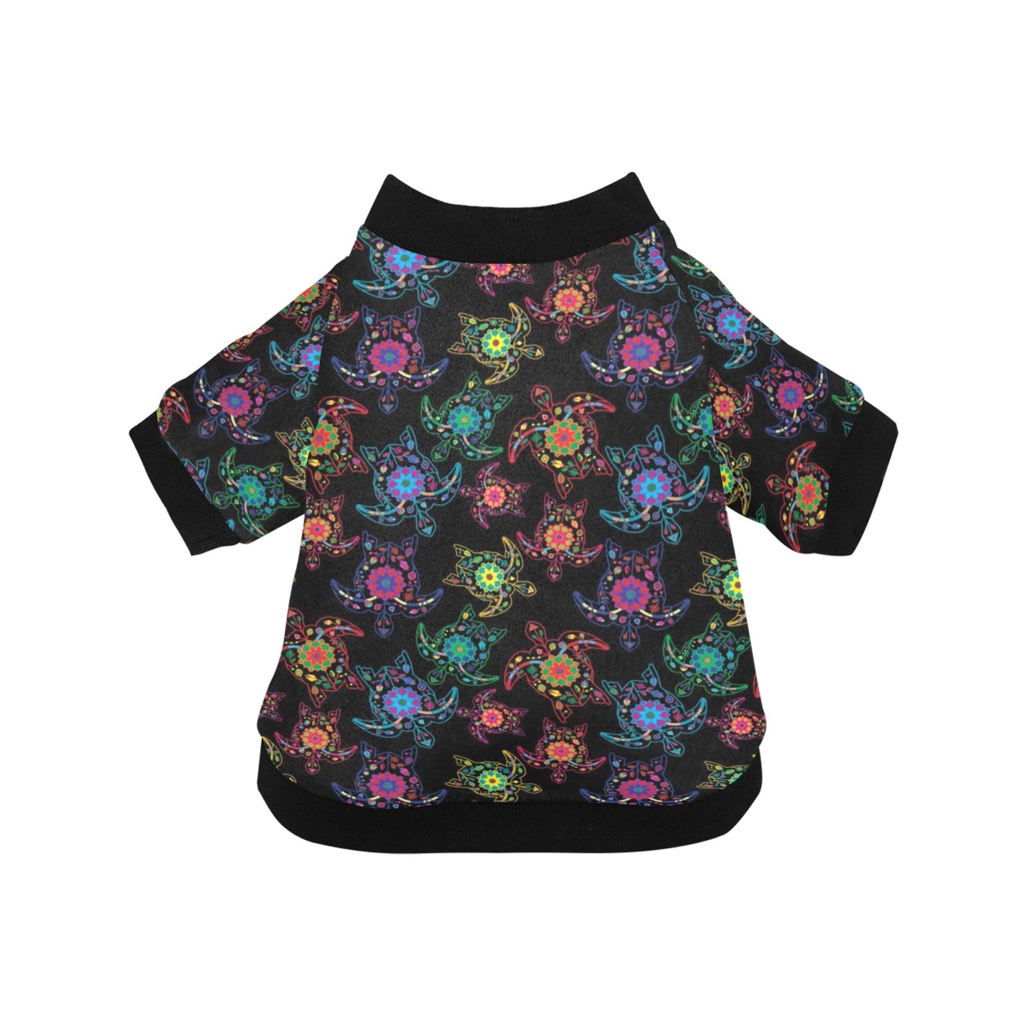Neon Floral Turtle Pet Dog Round Neck Shirt