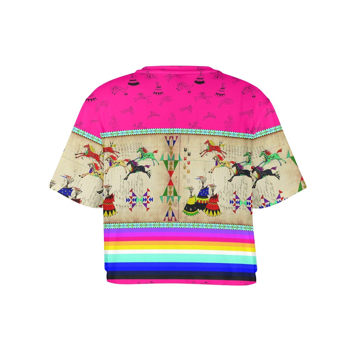 Horses Running Berry Crop Top