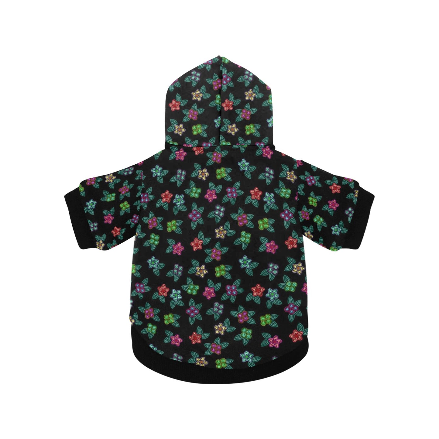 Berry Flowers Black Pet Dog Hoodie