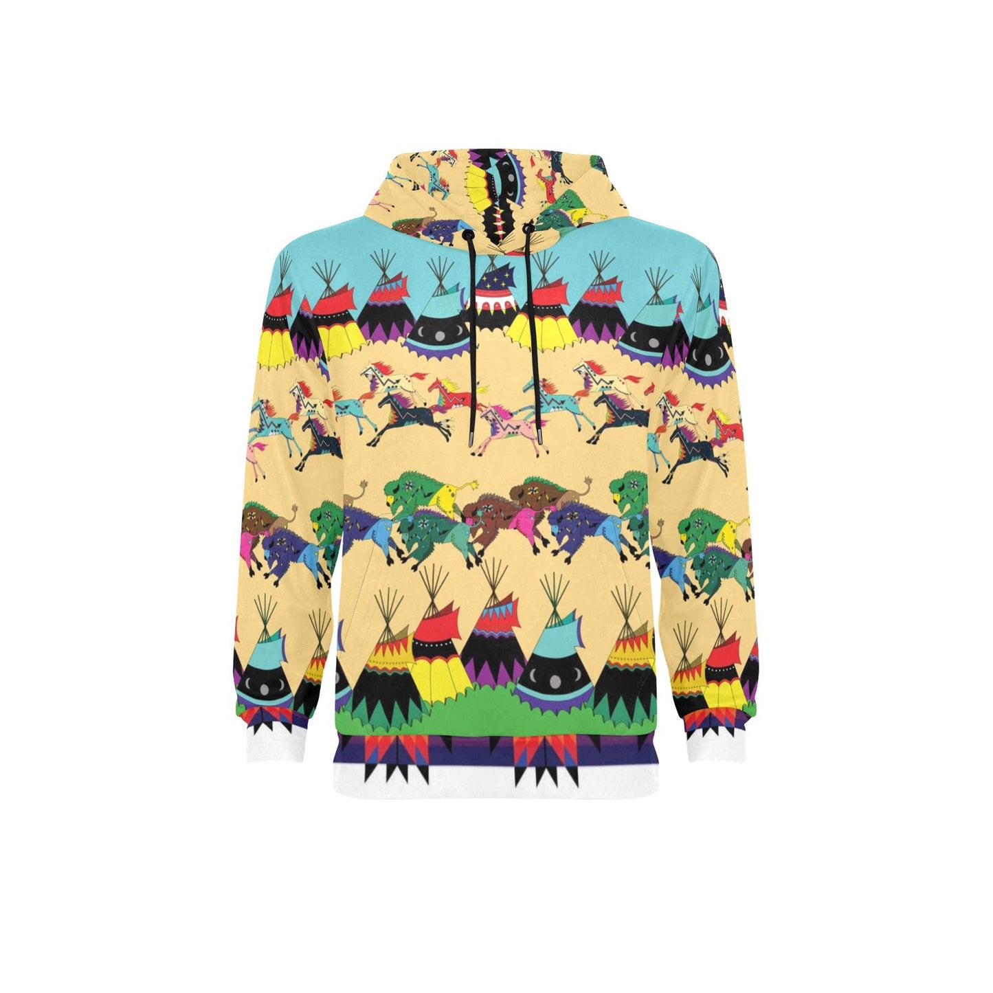 Horses and Buffalo Ledger Fleece Hoodie