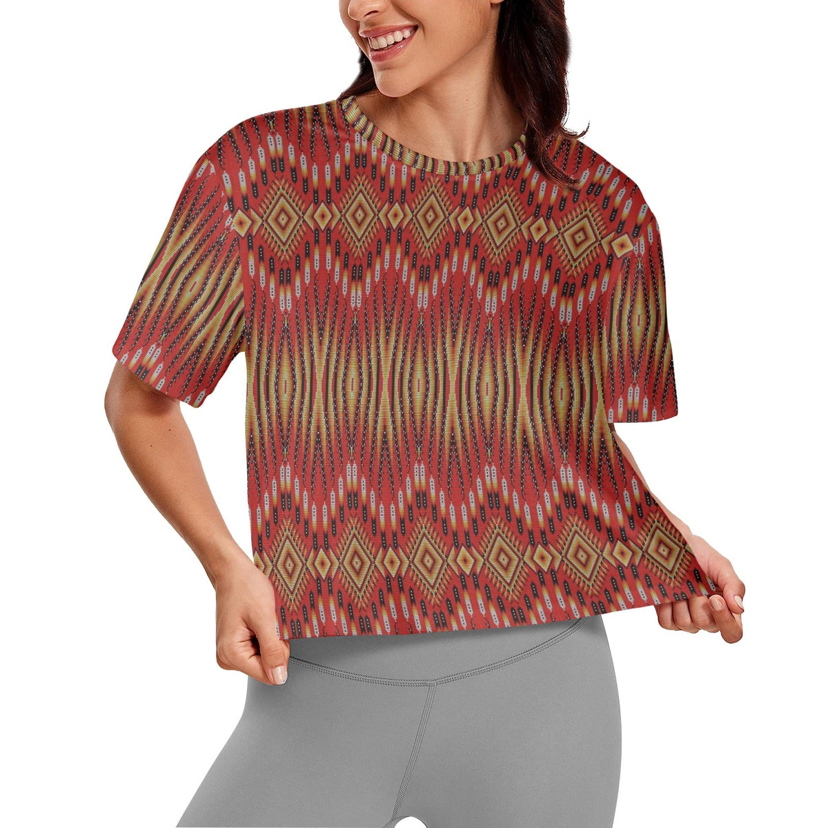 Fire Feather Red Crop Top by 49 Dzine
