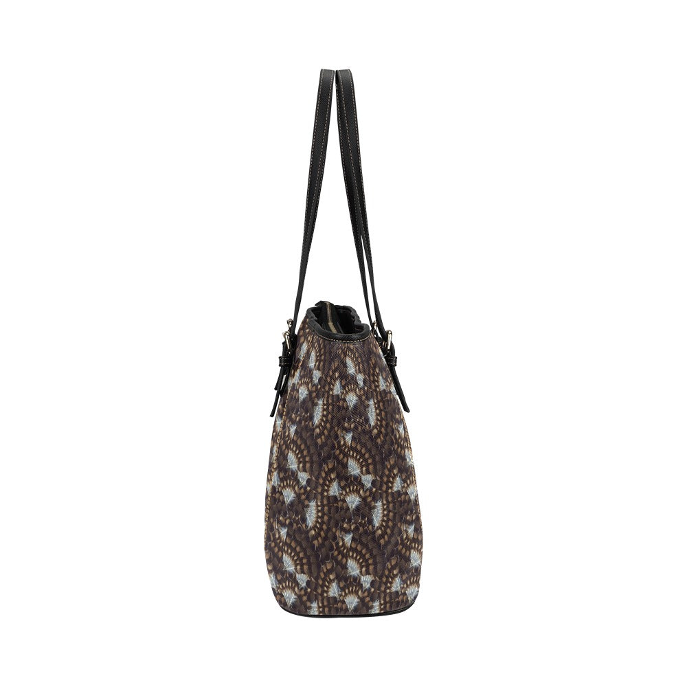 Hawk Feathers Leather Tote Bag