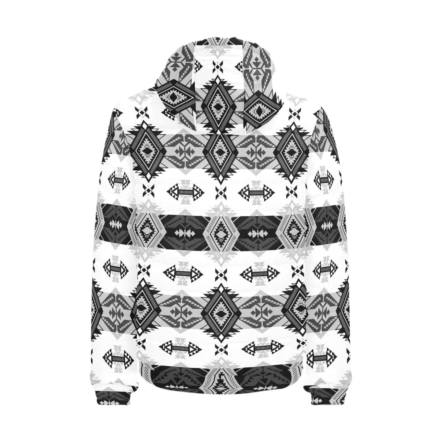 Sovereign Nation Black and White Men's Padded Hooded Jacket