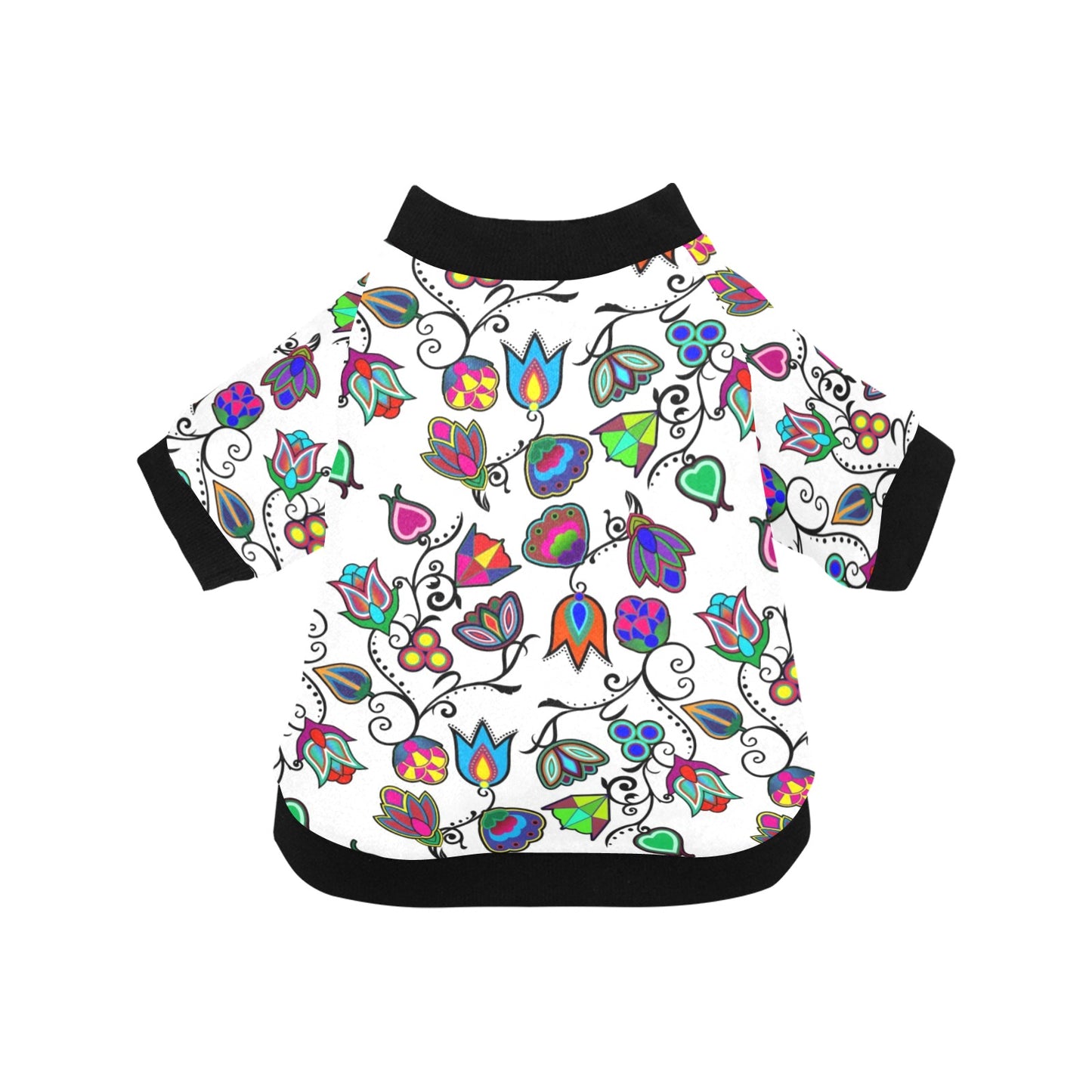 Indigenous Paisley White Pet Dog Round Neck Shirt