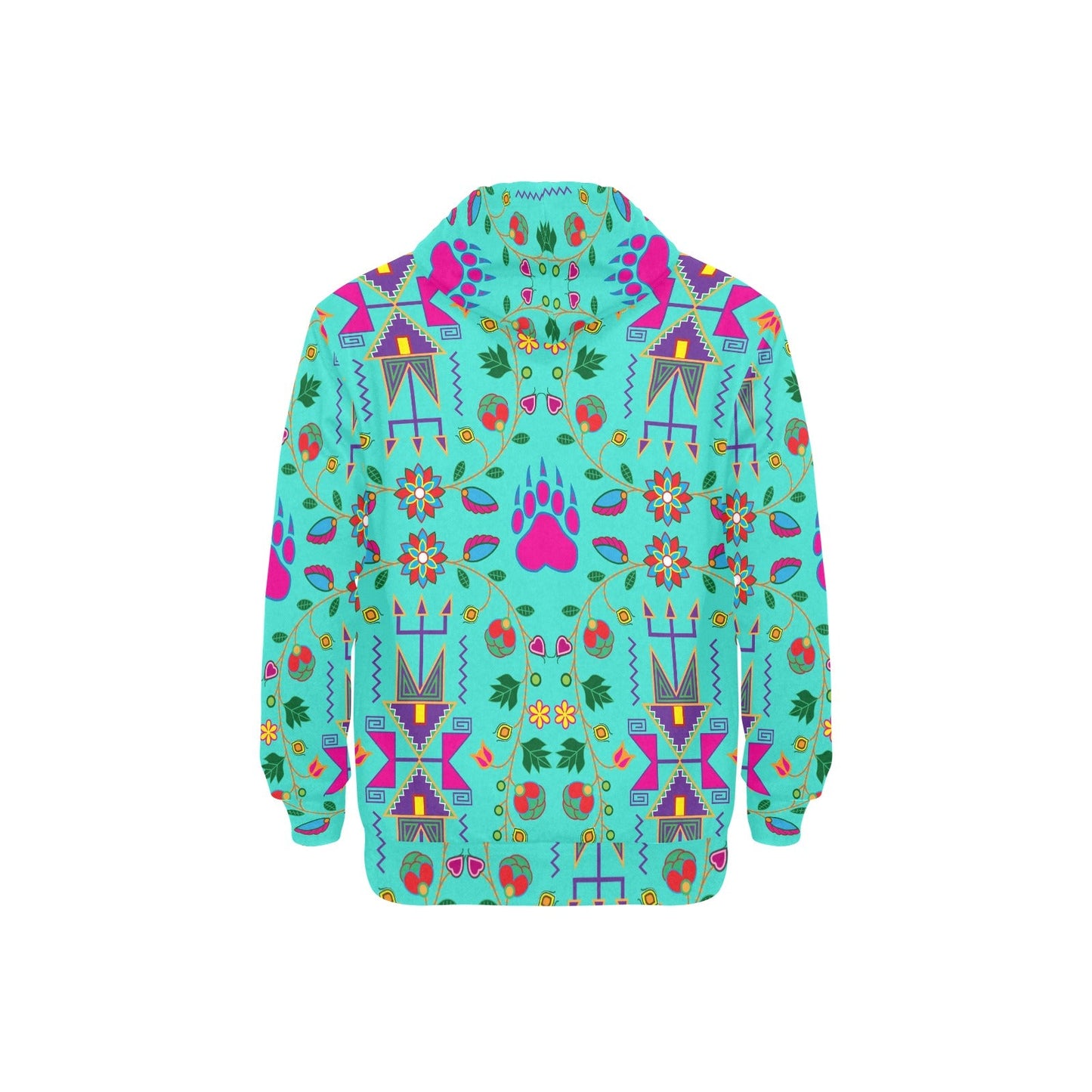 Geometric Floral Fall Sky Men's Long Sleeve Fleece Hoodie