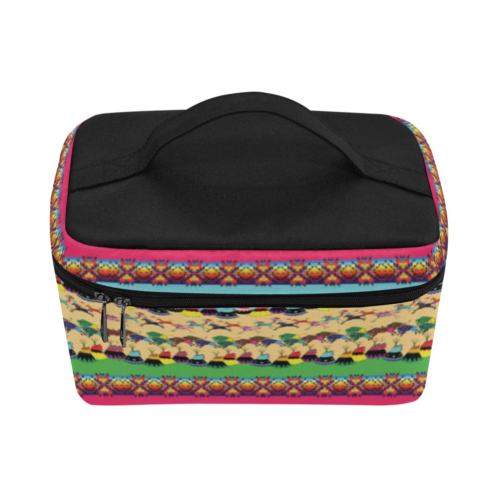 Horses and Buffalo Ledger Pink Cosmetic Bag