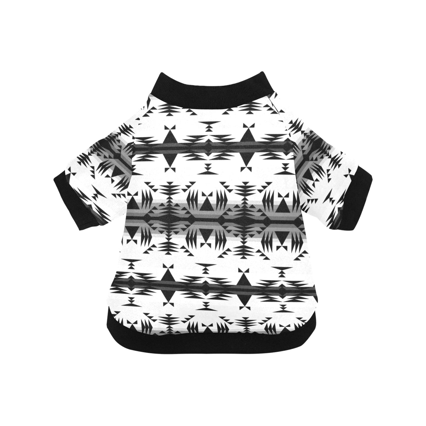 Between the Mountains White and Black Pet Dog Round Neck Shirt