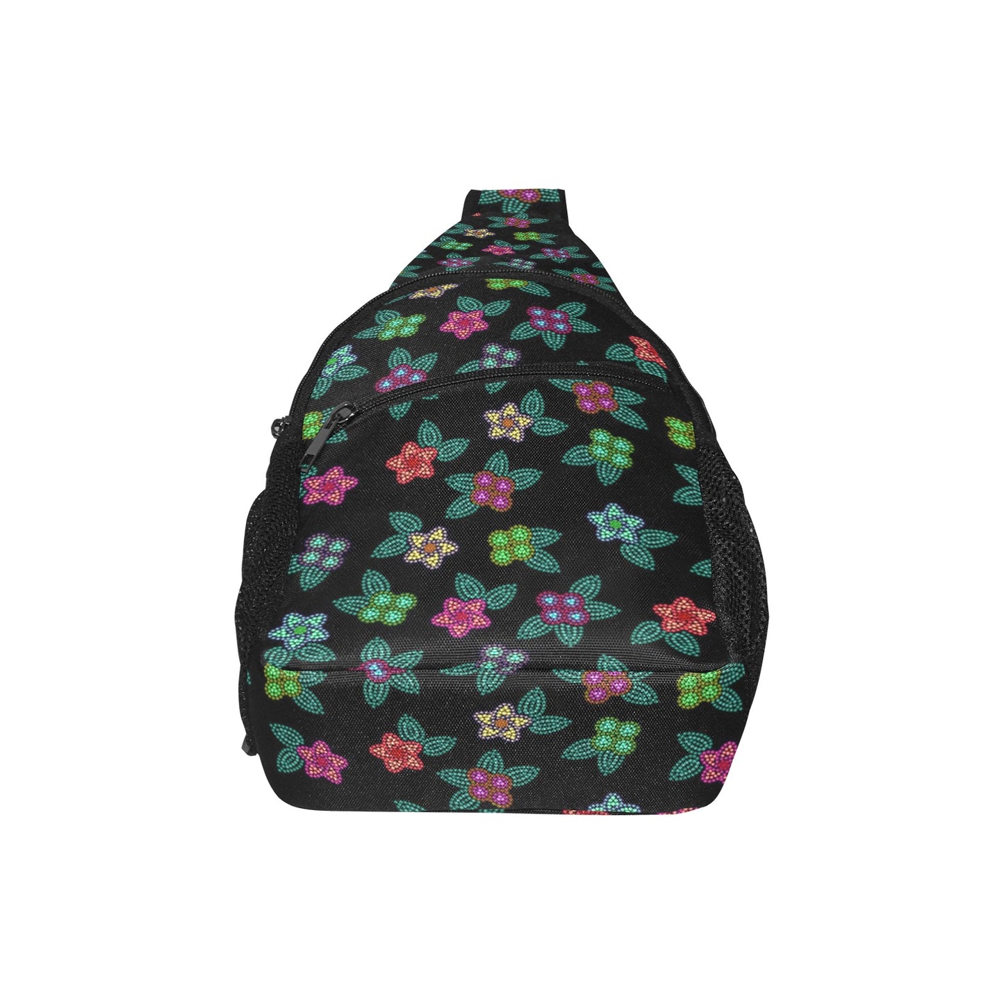 Berry Flowers Black Chest Bag
