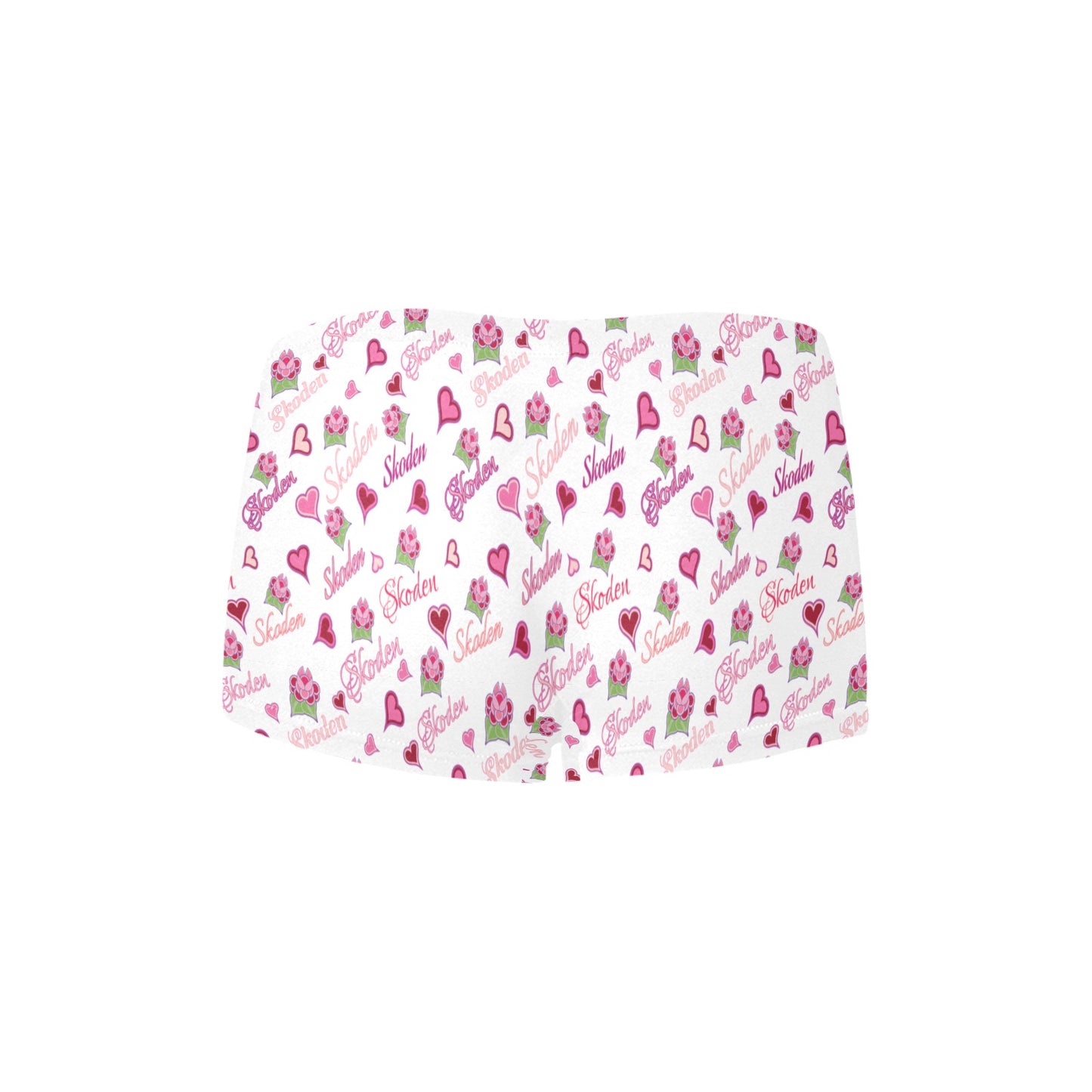 Ladies Skoden Floral Hearts Undergarment White Women's Boyshort Panties (Model L31)
