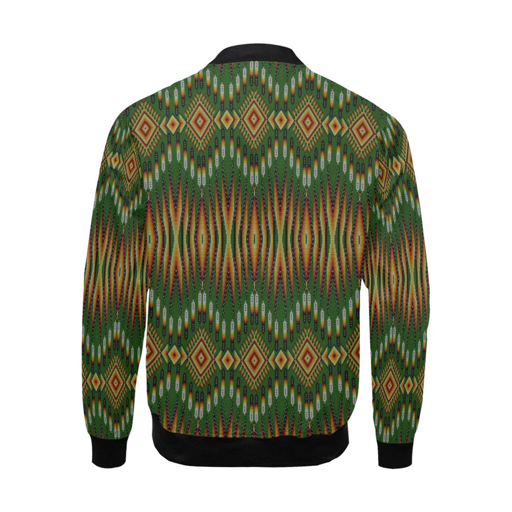 Fire Feather Green Bomber Jacket for Men