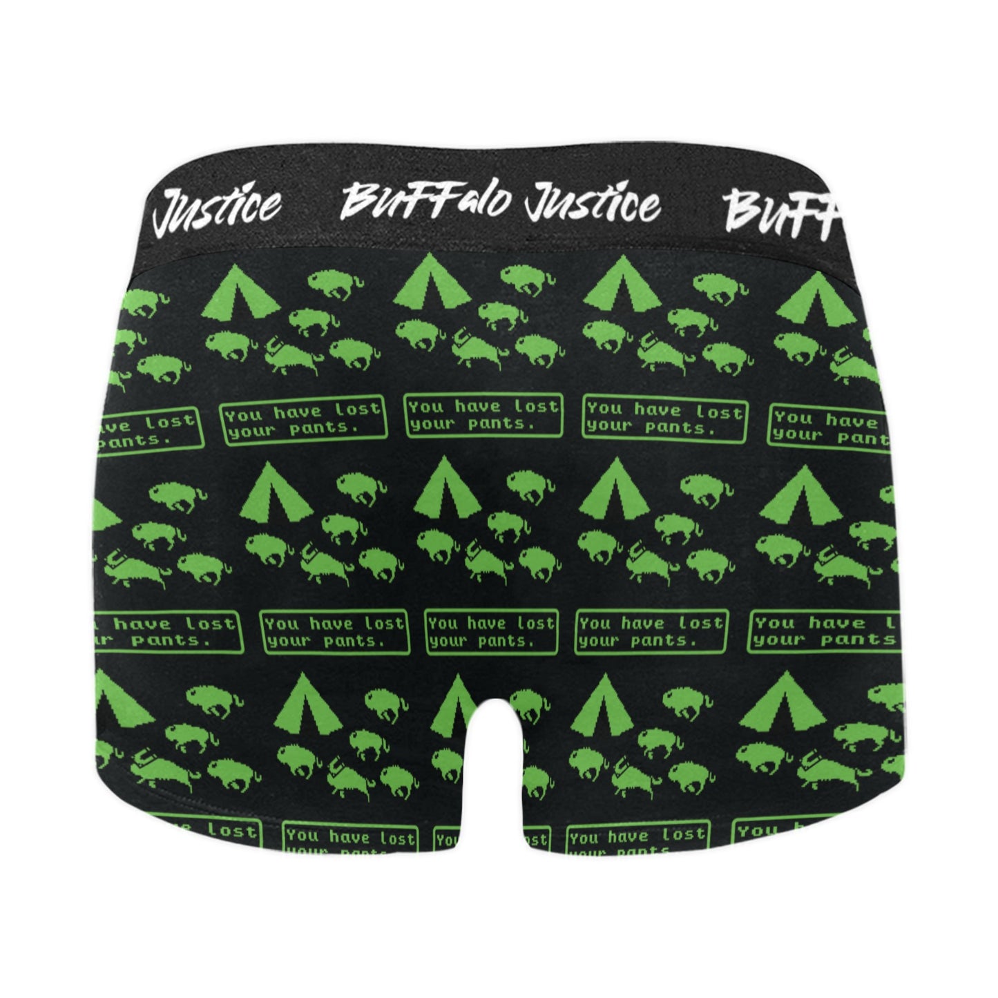 Buffalo Justice Green-Black Men's Boxer Briefs w/ Custom Waistband (Merged Design) (Model L10)