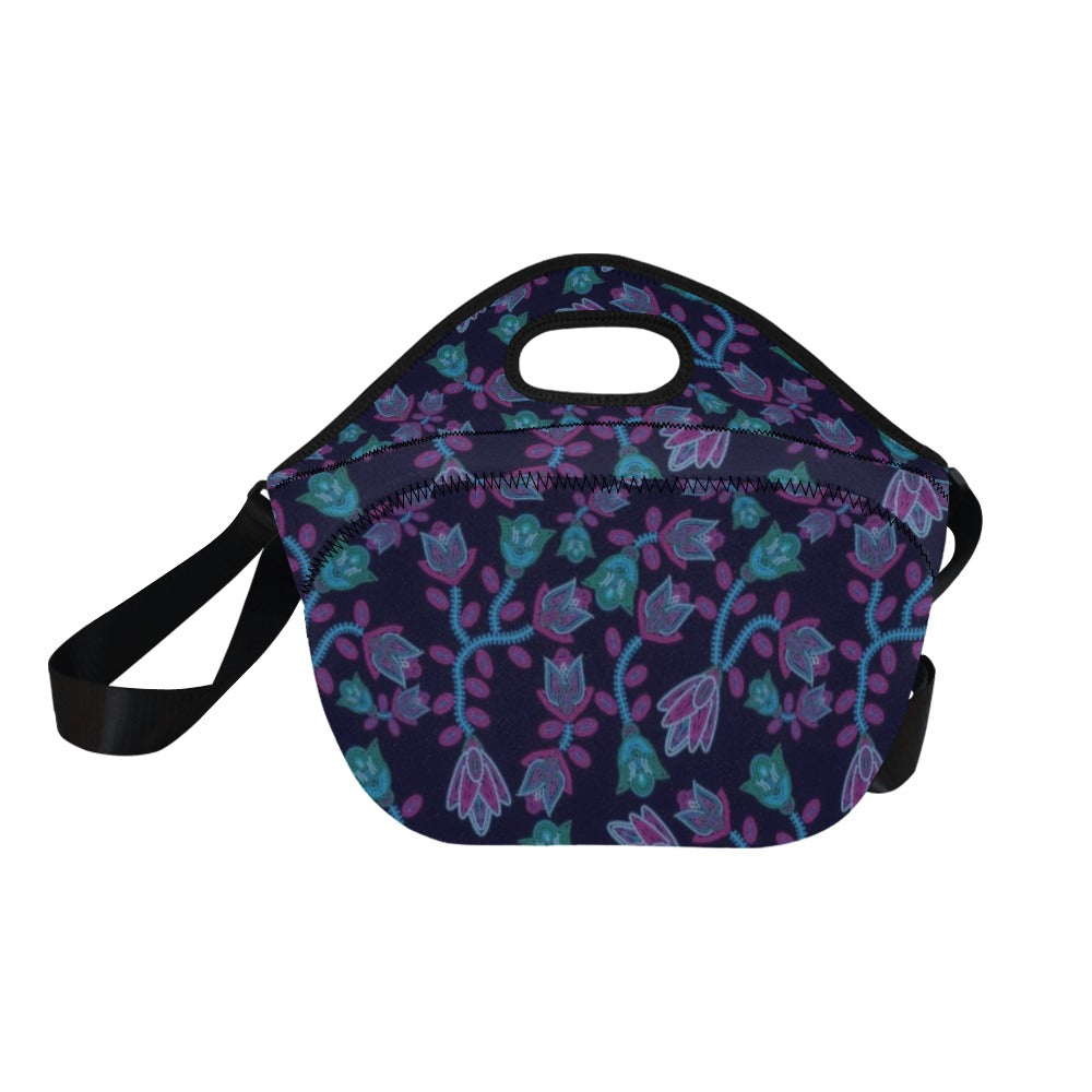 Beaded Blue Nouveau Neoprene Lunch Bag