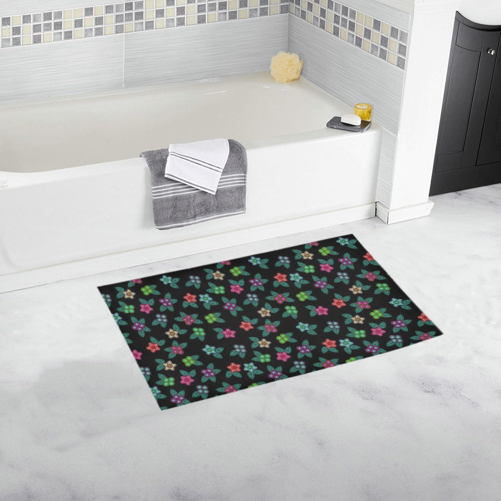 Berry Flowers Black Bath Rug 16''x 28''