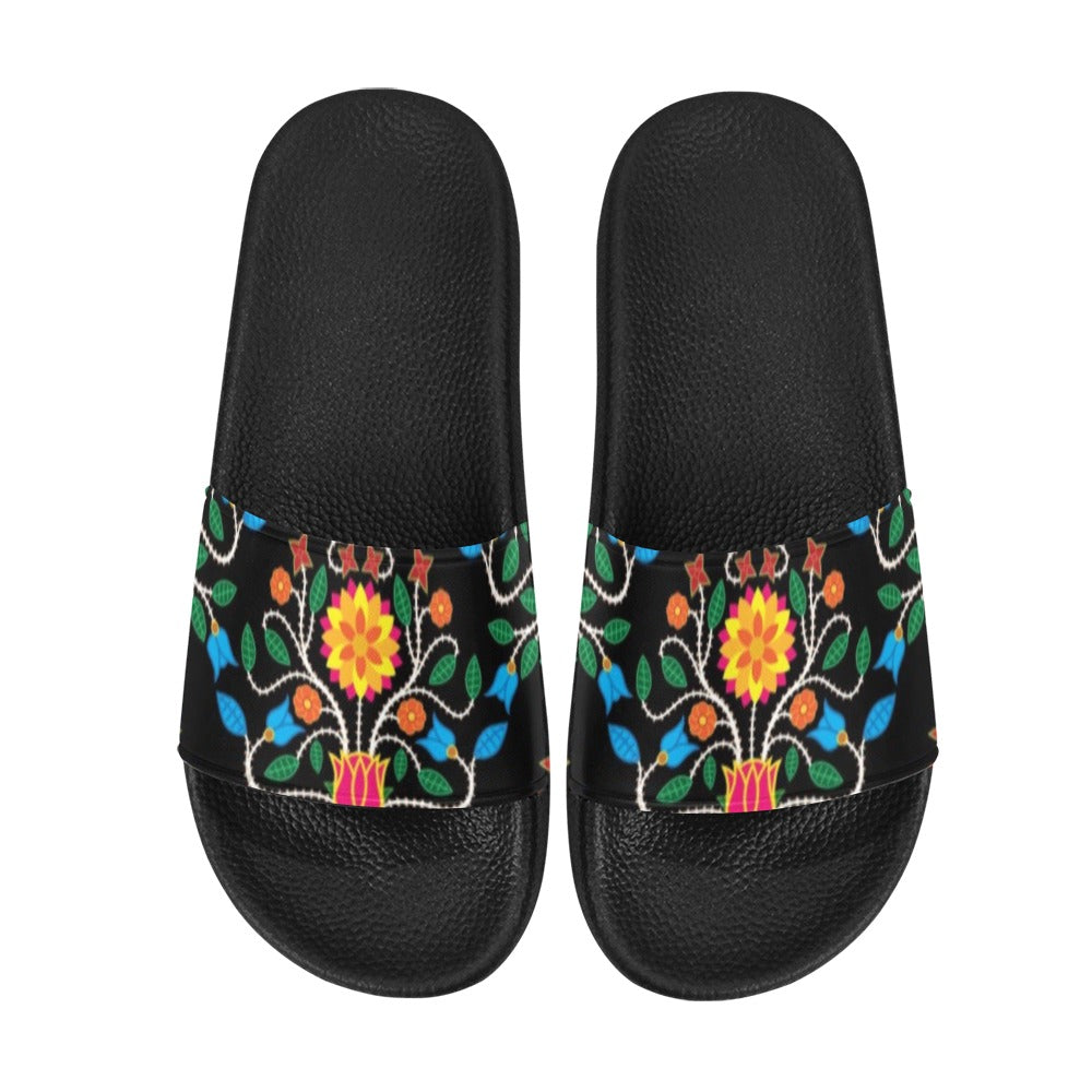 Floral Beadwork Four Clans Slide Sandals by 49 Dzine