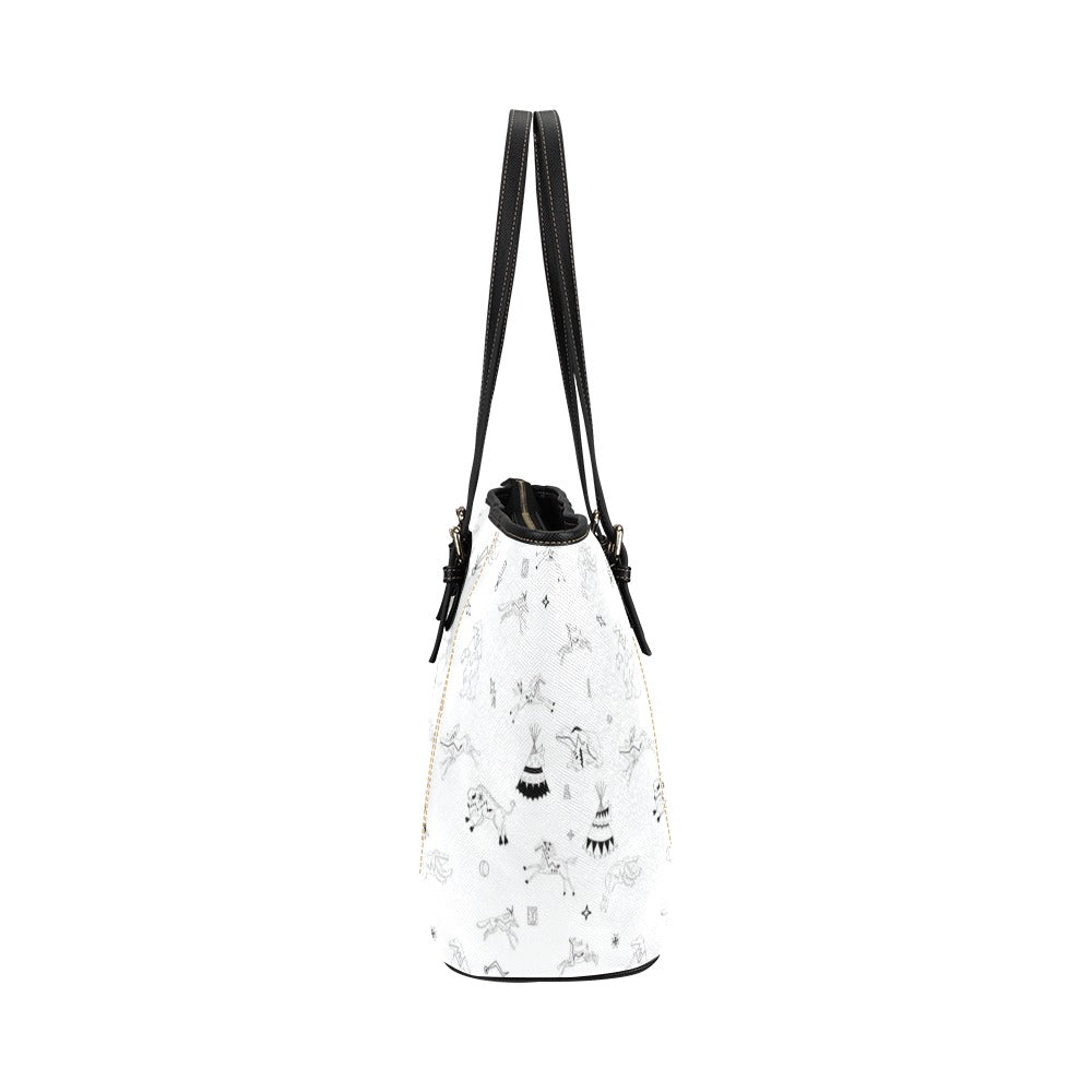Ledger Dables White Leather Tote Bag