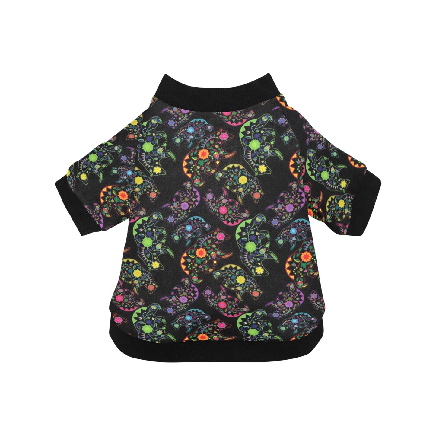 Neon Floral Bears Pet Dog Round Neck Shirt