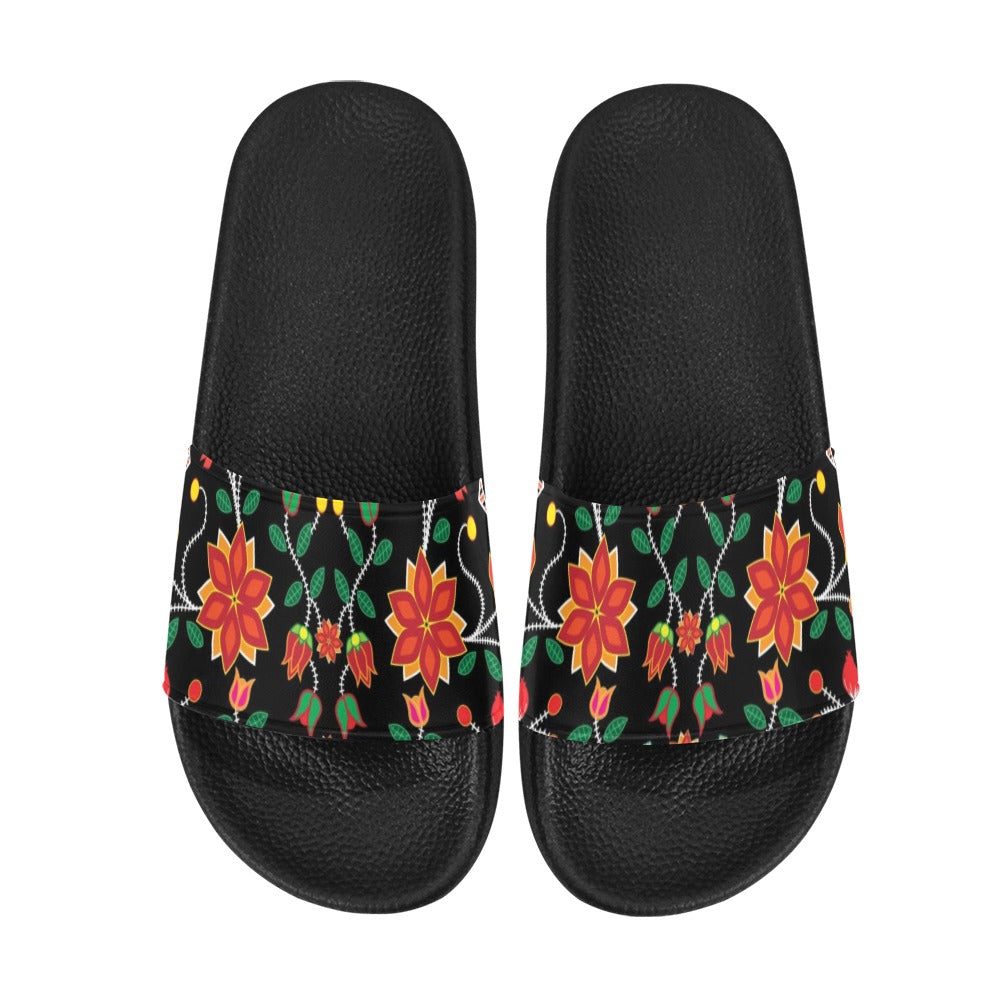 Floral Beadwork Slide Sandals