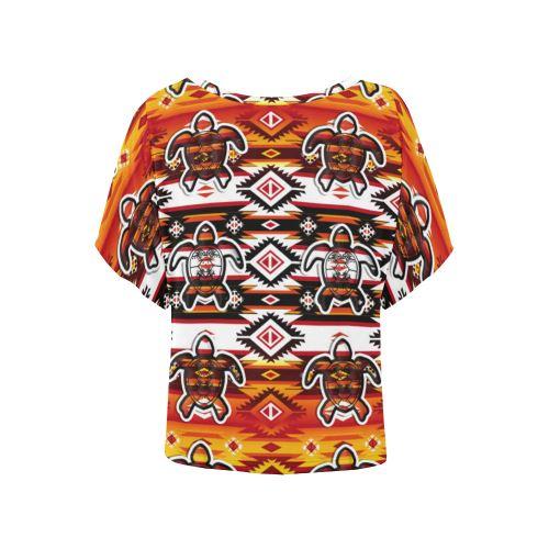 Adobe Fire Turtle2 Women's Batwing-Sleeved Blouse T shirt (Model T44) Women's Batwing-Sleeved Blouse T shirt (T44) e-joyer
