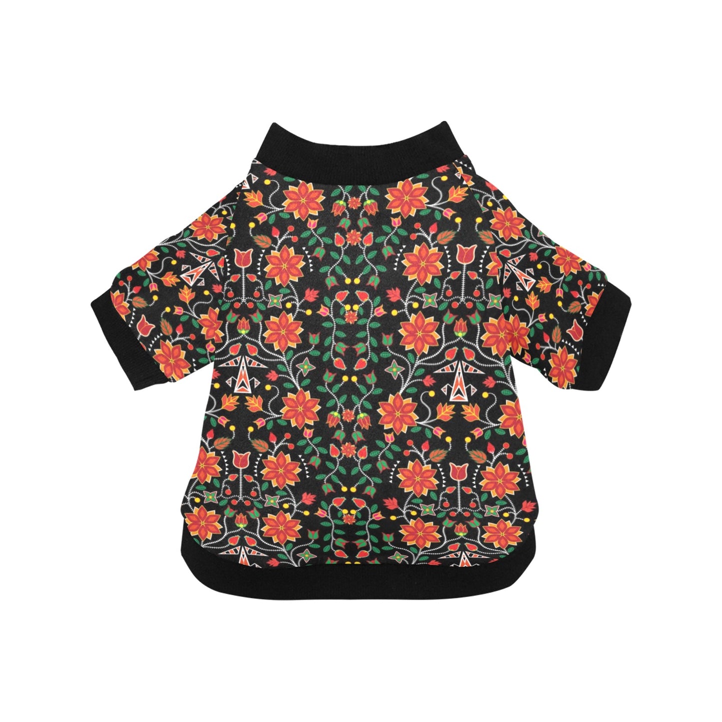 Floral Beadwork Six Bands Pet Dog Round Neck Shirt