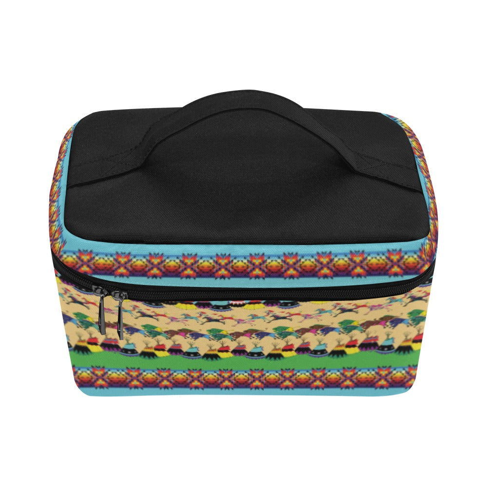 Horses and Buffalo Ledger Torquoise Cosmetic Bag