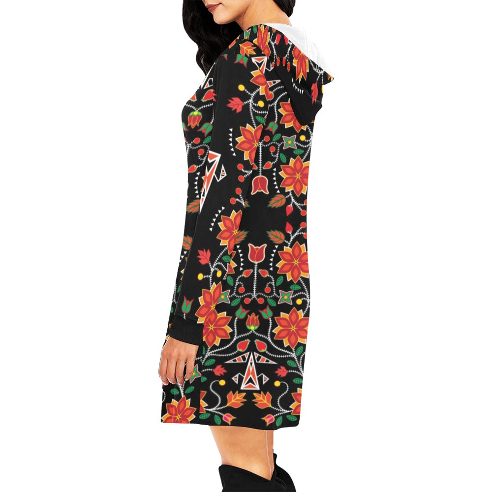 Floral Beadwork Six Bands Hoodie Dress