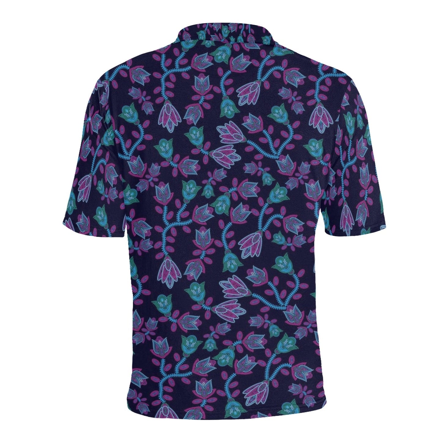 Beaded Blue Nouveau Men's All Over Print Polo Shirt (Model T55) Men's Polo Shirt (Model T55) e-joyer