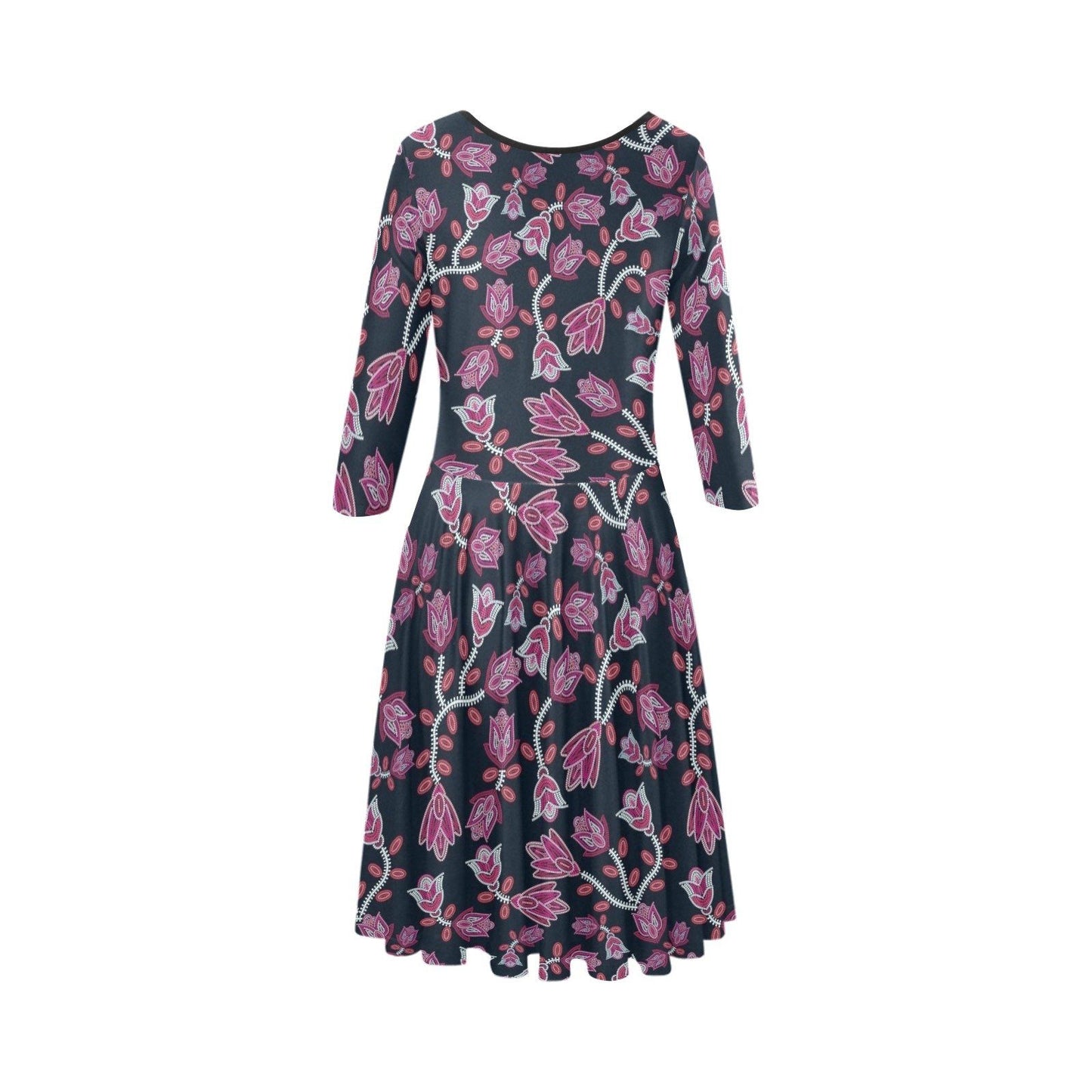 Beaded Pink Tethys Half-Sleeve Skater Dress(Model D20) Tethys Half-Sleeve Skater Dress (D20) e-joyer