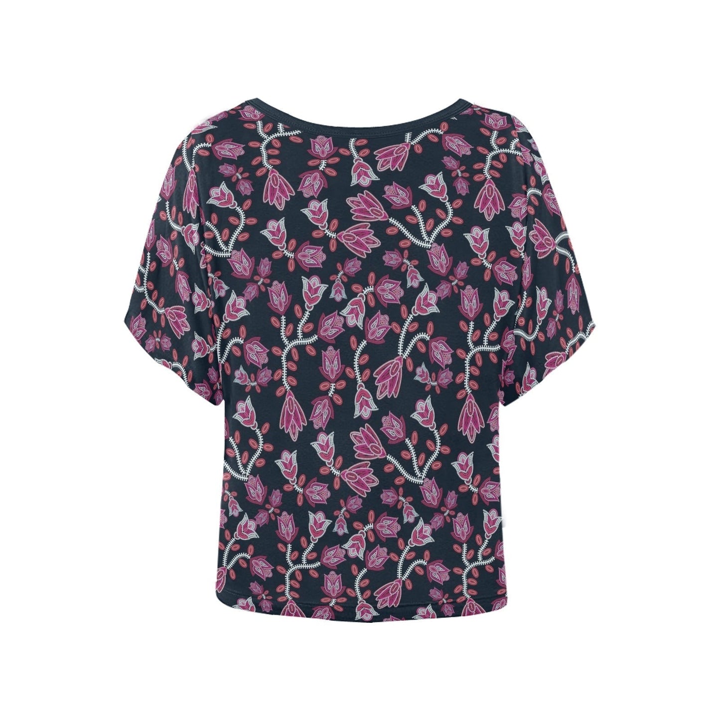 Beaded Pink Women's Batwing-Sleeved Blouse T shirt (Model T44) Women's Batwing-Sleeved Blouse T shirt (T44) e-joyer