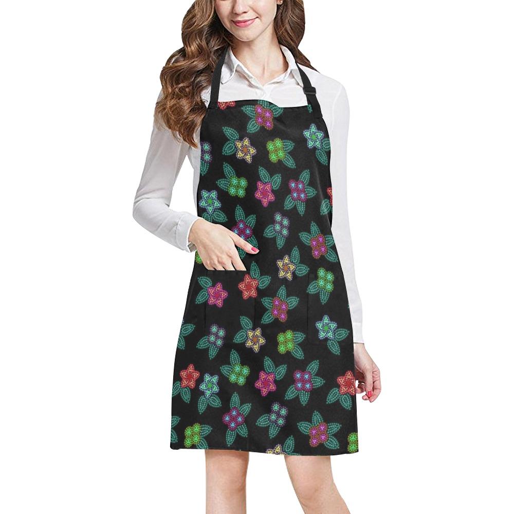 Berry Flowers Black All Over Print Apron All Over Print Apron e-joyer
