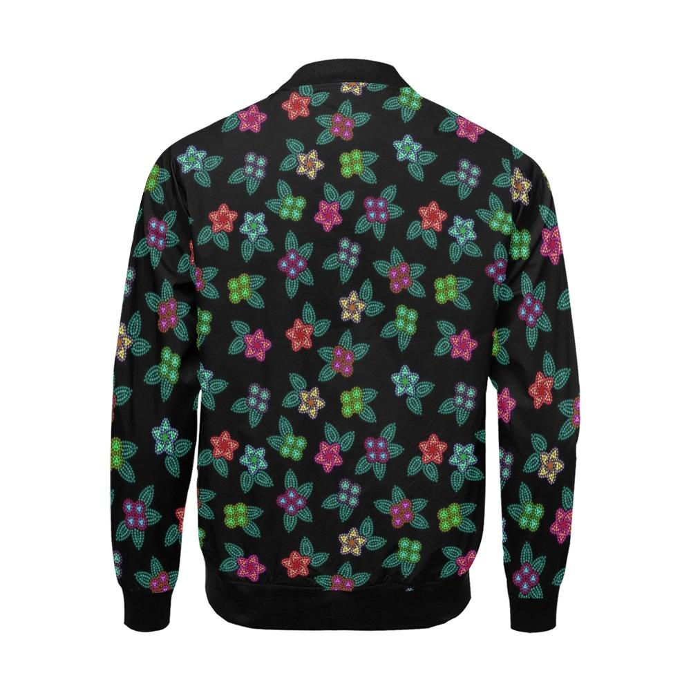 Berry Flowers Black All Over Print Bomber Jacket for Men (Model H19) All Over Print Bomber Jacket for Men (H19) e-joyer