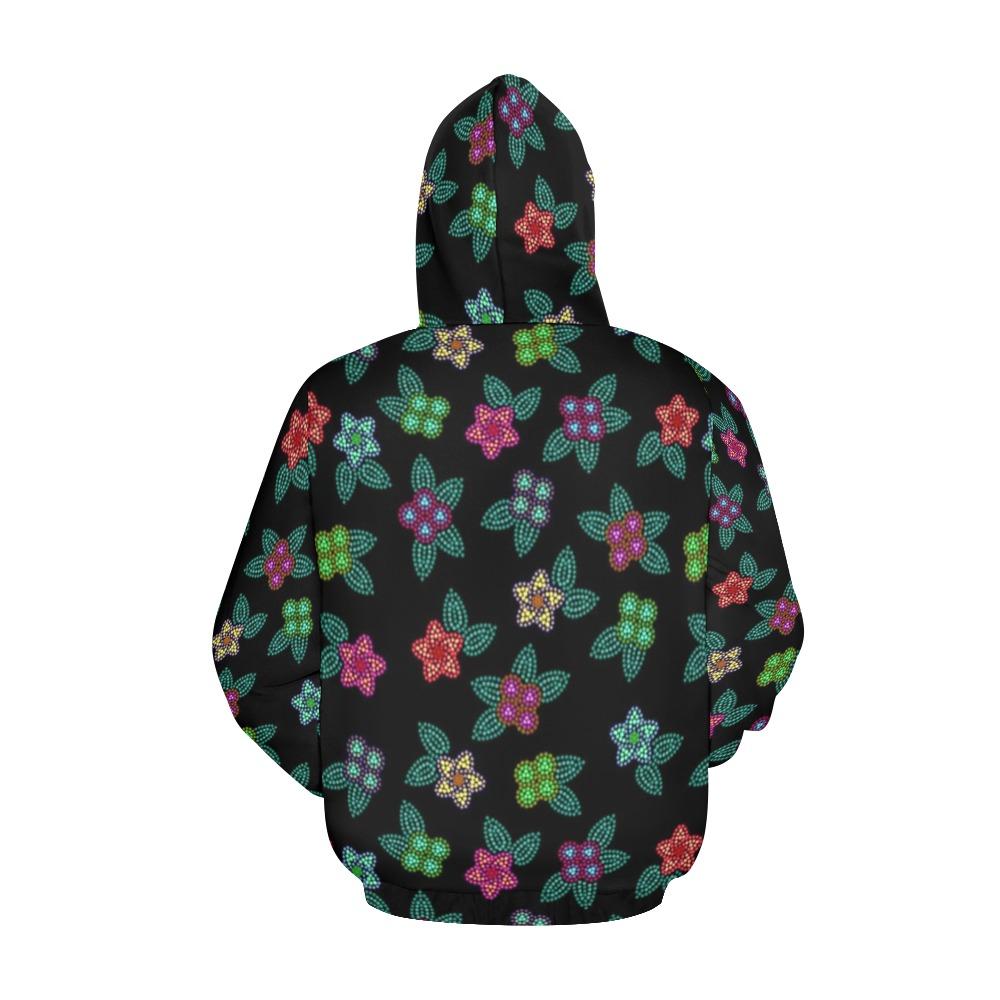 Berry Flowers Black All Over Print Hoodie for Men (USA Size) (Model H13) All Over Print Hoodie for Men (H13) e-joyer