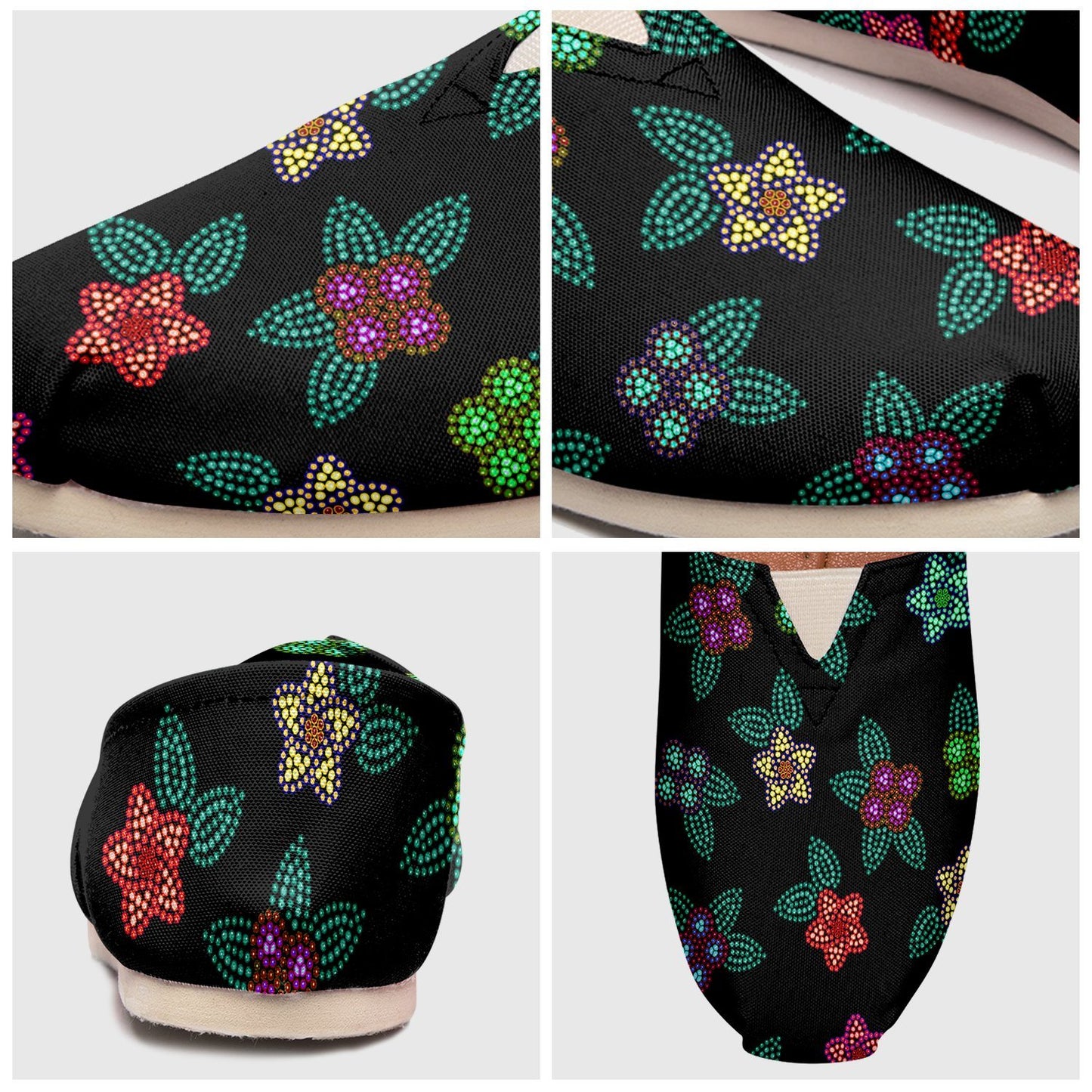 Berry Flowers Black Casual Unisex Slip On Shoe Herman