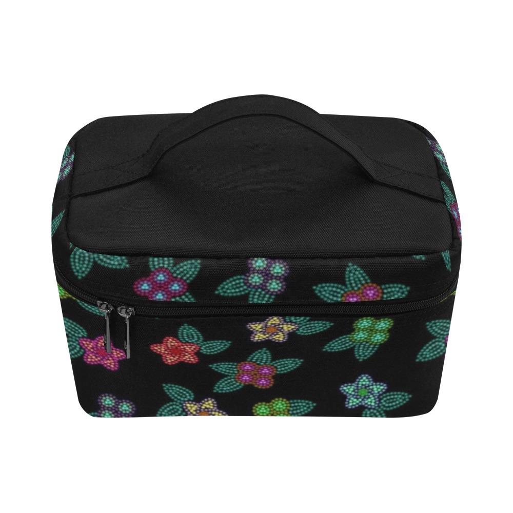 Berry Flowers Black Cosmetic Bag/Large (Model 1658) Cosmetic Bag e-joyer