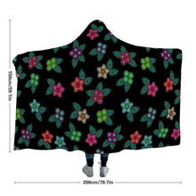 Load image into Gallery viewer, Berry Flowers Black Hooded Blanket 49 Dzine 

