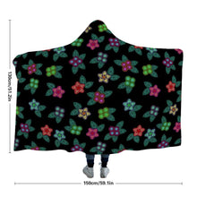 Load image into Gallery viewer, Berry Flowers Black Hooded Blanket 49 Dzine 
