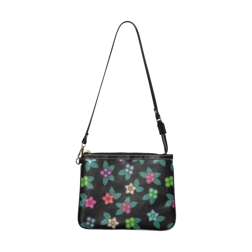 Berry Flowers Black Small Shoulder Bag (Model 1710) Small Shoulder Bag (1710) e-joyer
