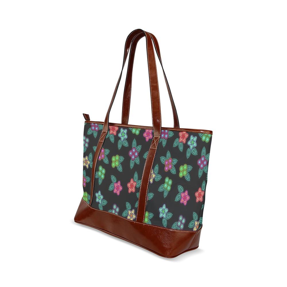 Berry Flowers Black Tote Handbag (Model 1642) handbag e-joyer