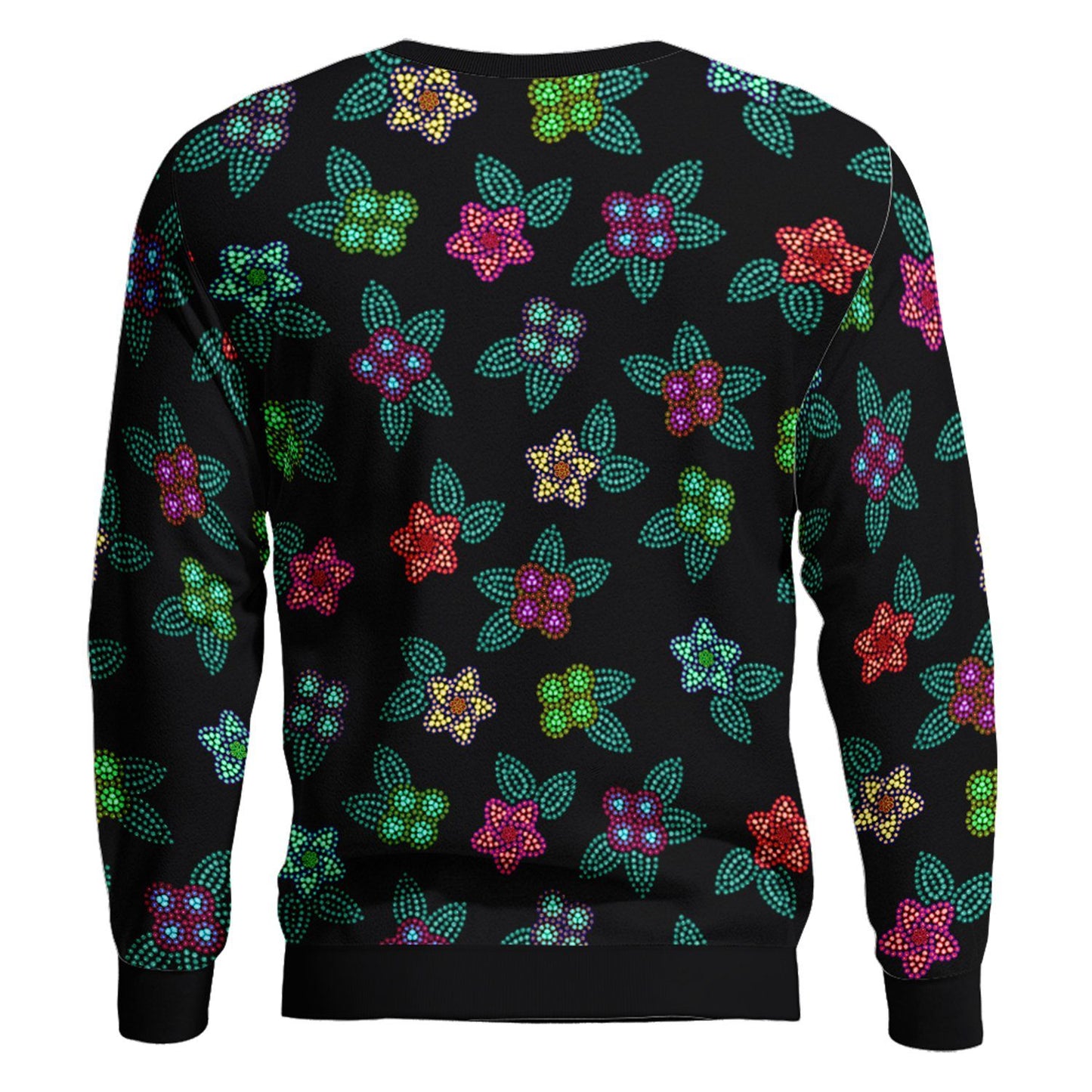 Berry Flowers Black Unisex Crewneck Long Sleeve Top 49 Dzine