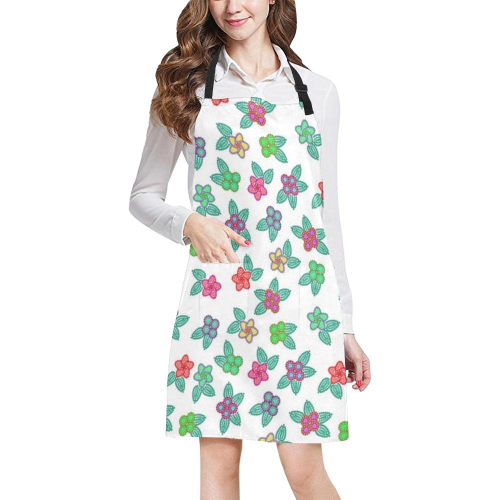 Berry Flowers White All Over Print Apron All Over Print Apron e-joyer