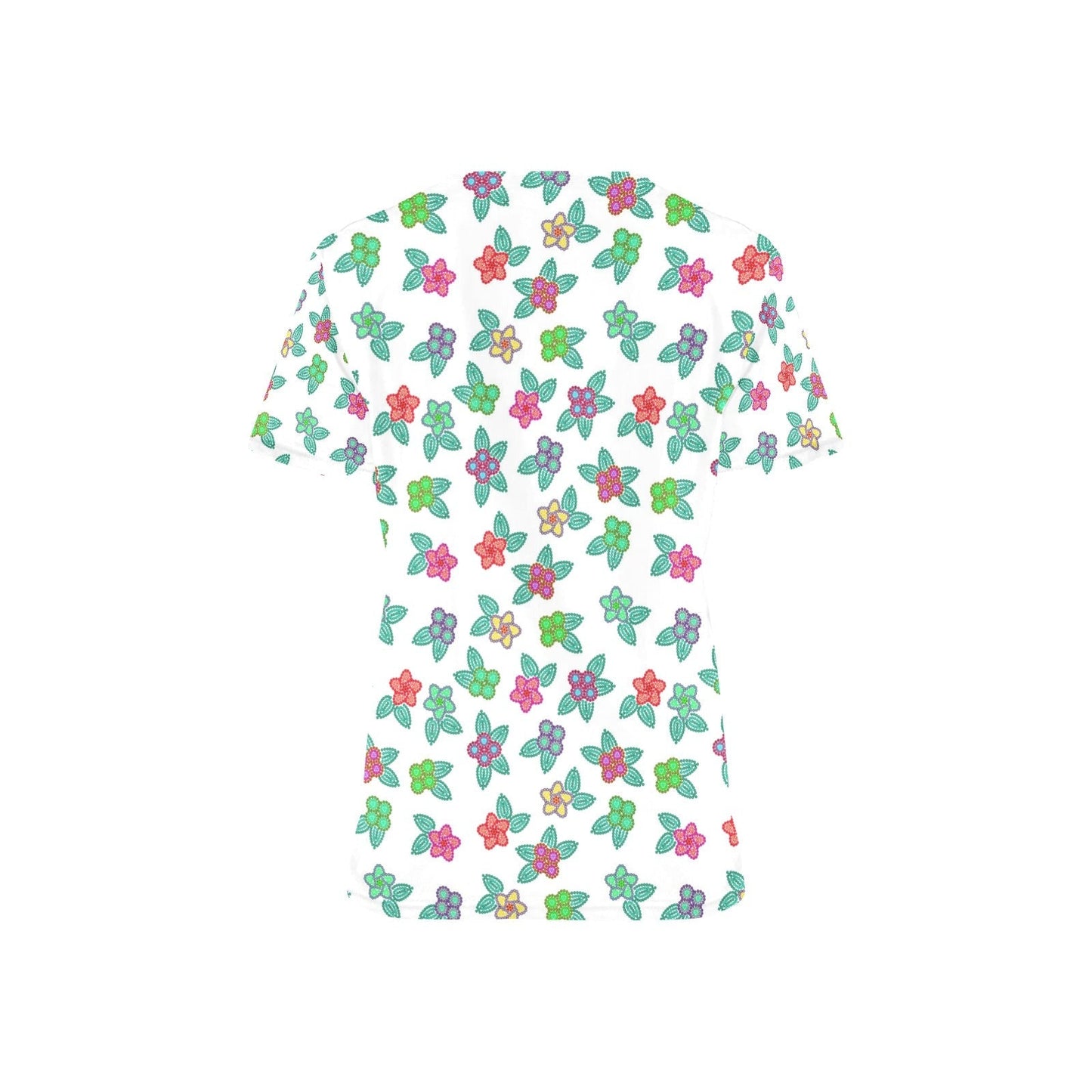 Berry Flowers White All Over Print Scrub Top Scrub Top e-joyer