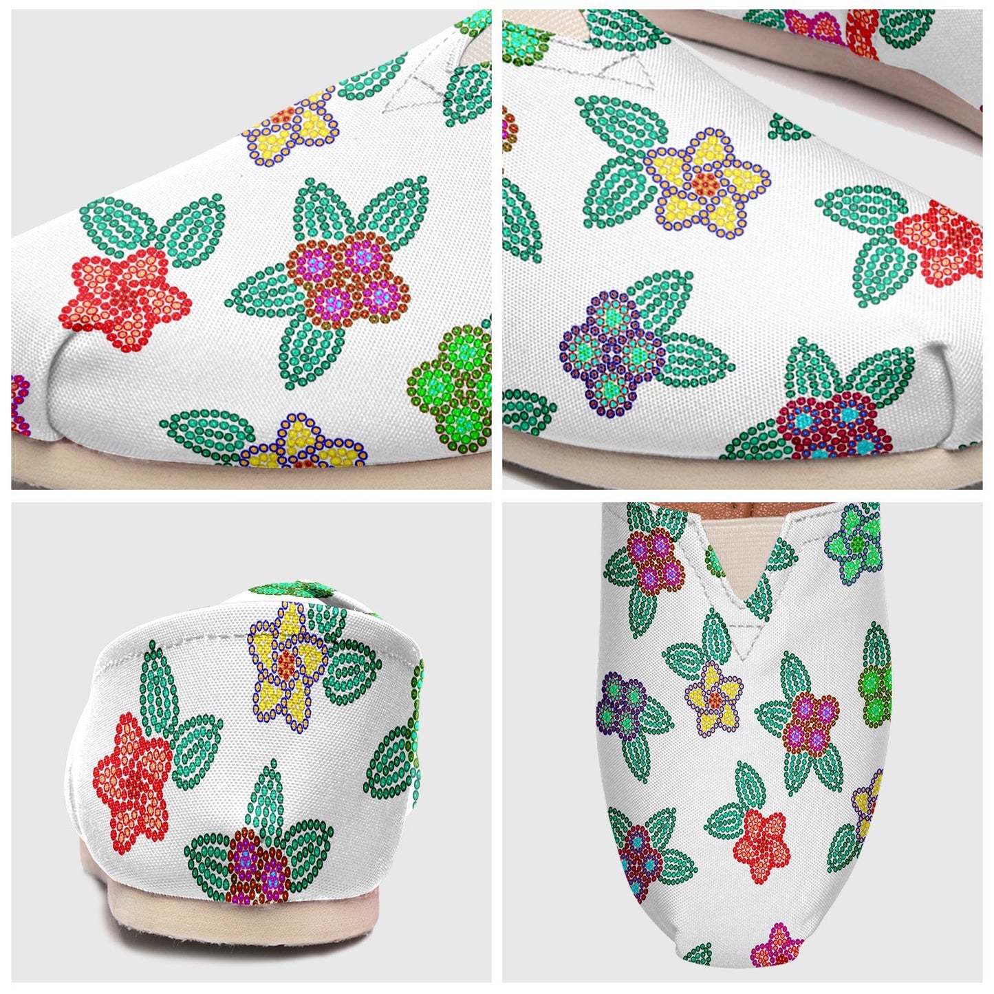 Berry Flowers White Casual Unisex Slip On Shoe Herman