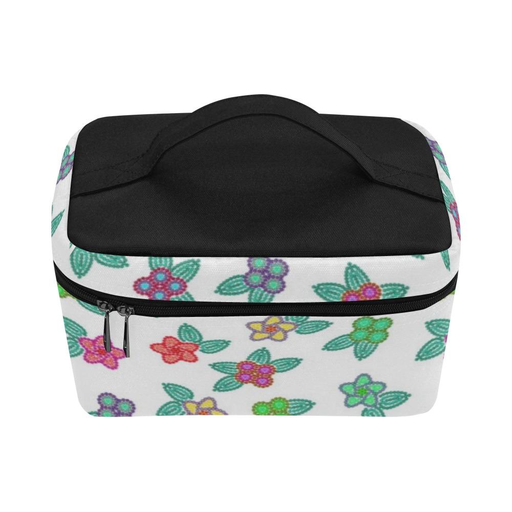 Berry Flowers White Cosmetic Bag/Large (Model 1658) Cosmetic Bag e-joyer