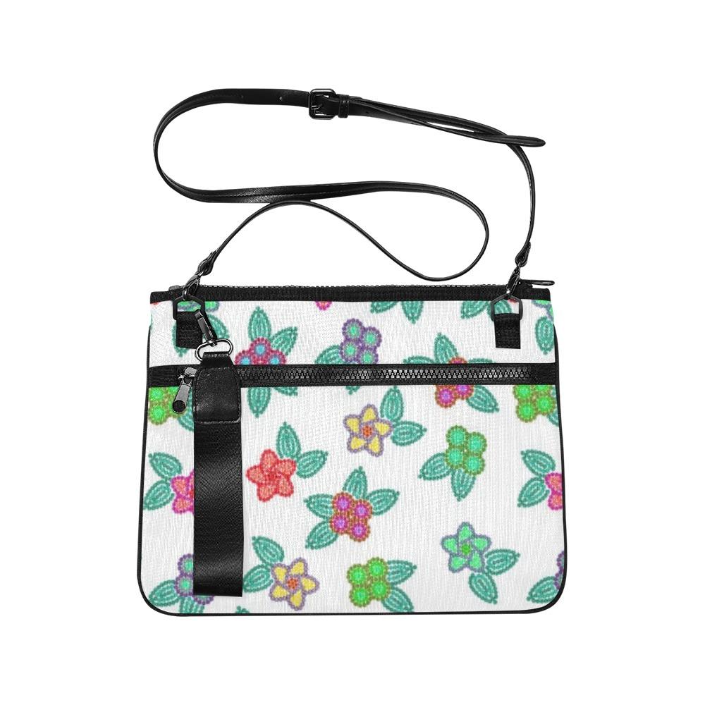 Berry Flowers White Slim Clutch Bag (Model 1668) Slim Clutch Bags (1668) e-joyer