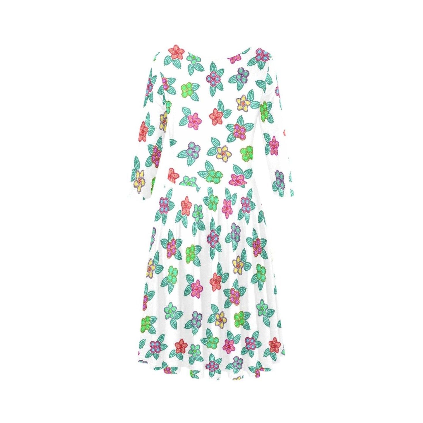 Berry Flowers White Tethys Half-Sleeve Skater Dress(Model D20) Tethys Half-Sleeve Skater Dress (D20) e-joyer