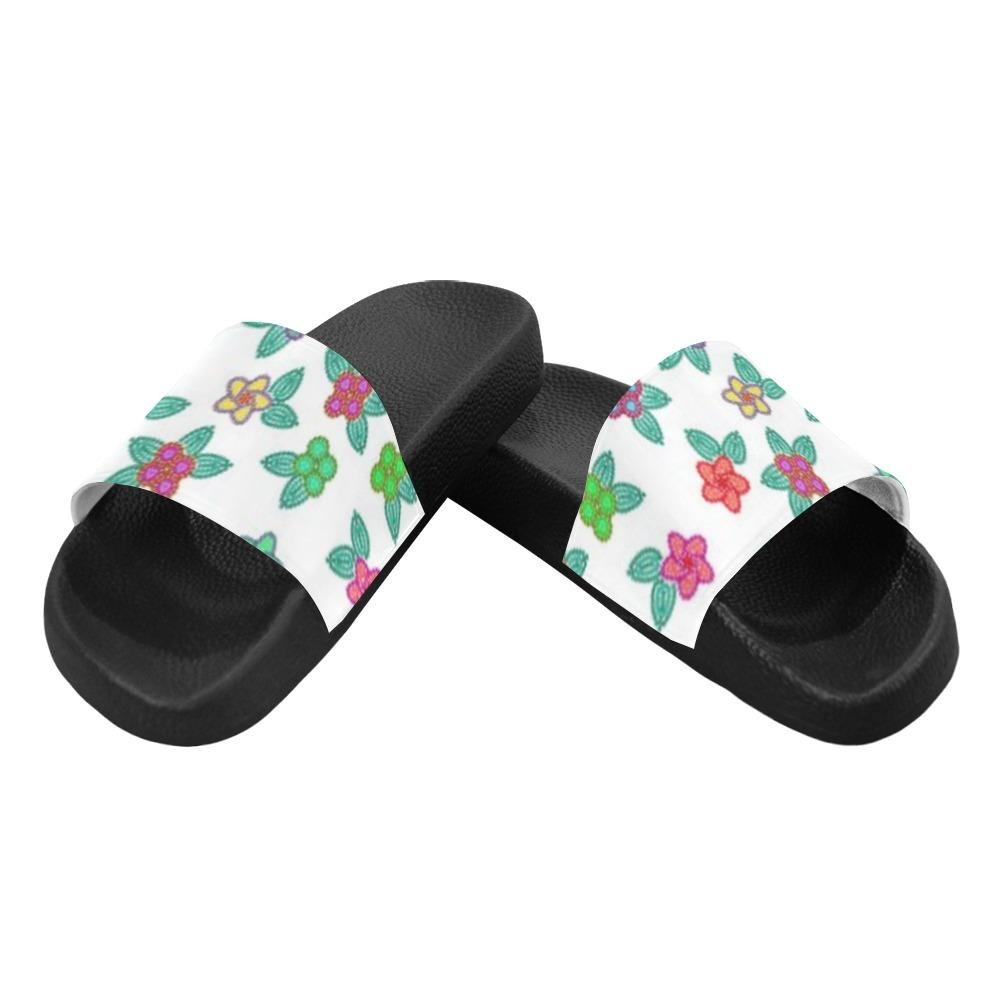 Berry Flowers White Women's Slide Sandals (Model 057) Women's Slide Sandals (057) e-joyer