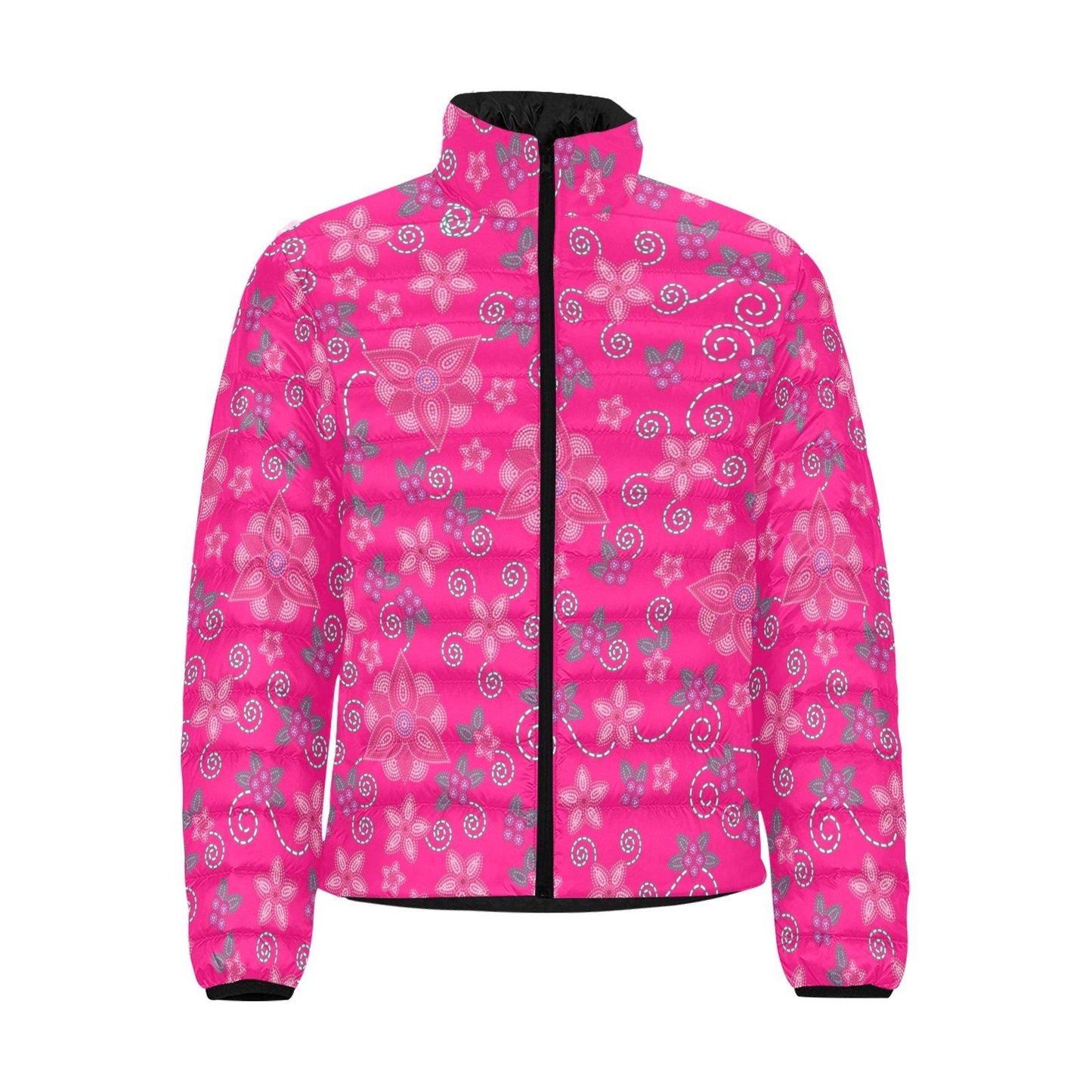 Berry Picking Pink Men's Stand Collar Padded Jacket (Model H41) Men's Stand Collar Padded Jacket (H41) e-joyer