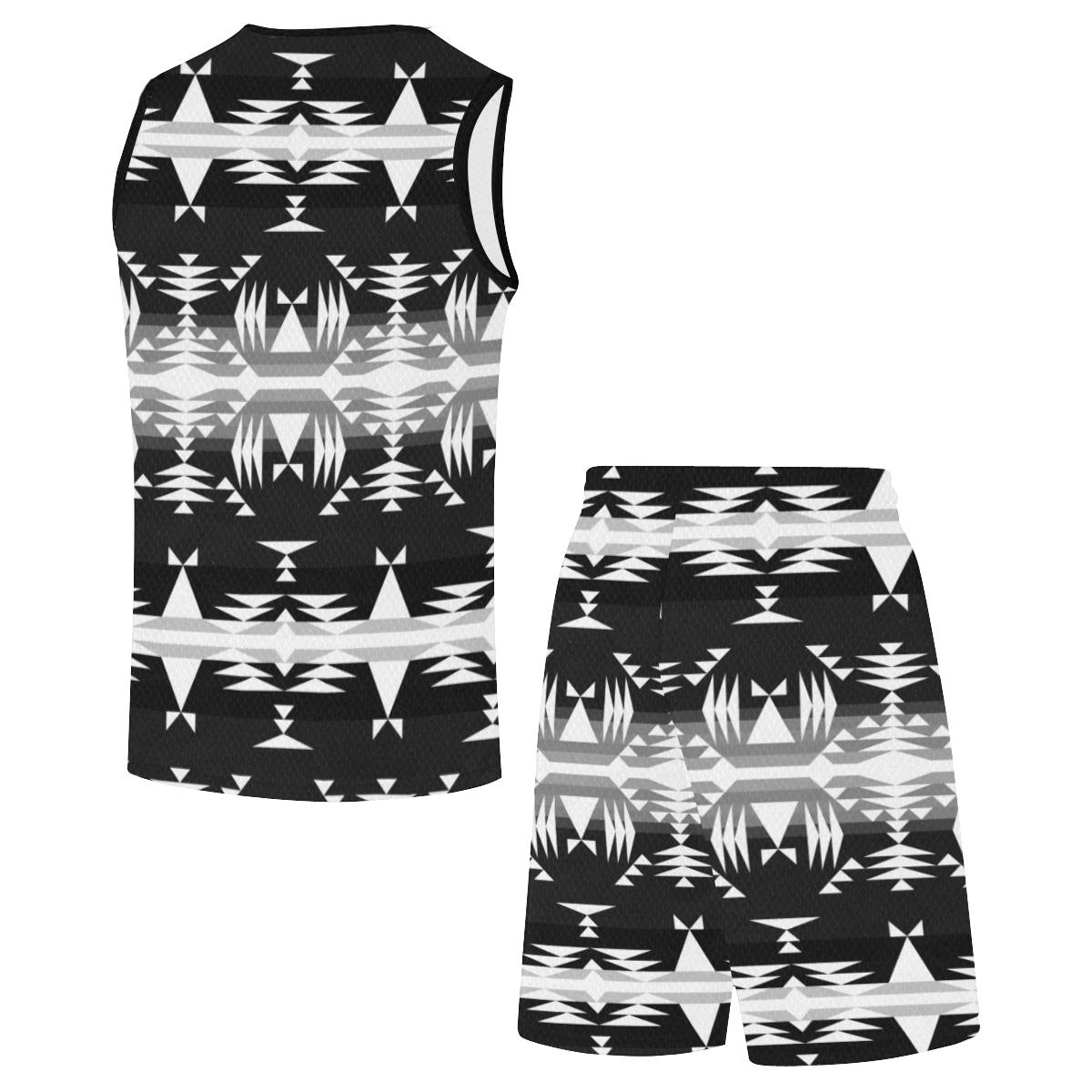 Between the Mountains Black and White All Over Print Basketball Uniform Basketball Uniform e-joyer