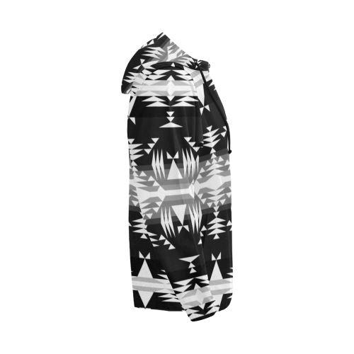 Between the Mountains Black and White All Over Print Full Zip Hoodie for Men (Model H14) All Over Print Full Zip Hoodie for Men (H14) e-joyer