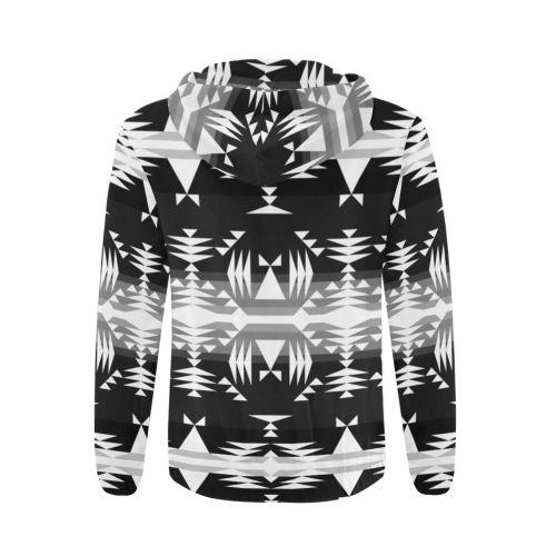 Between the Mountains Black and White All Over Print Full Zip Hoodie for Men (Model H14) All Over Print Full Zip Hoodie for Men (H14) e-joyer